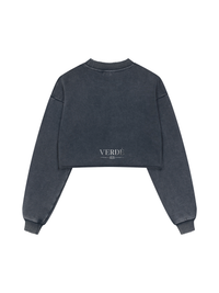 Verdé Cropped Heritage Raw-Edge Crewneck