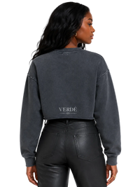 Verdé Cropped Heritage Raw-Edge Crewneck