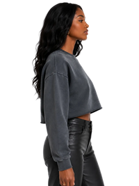 Verdé Cropped Heritage Raw-Edge Crewneck